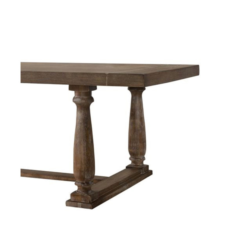 Charming Rustic Dining Table With Sturdy Construction And Classic Design, Oak