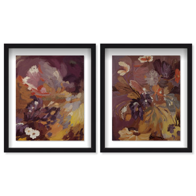 Crimson garden Set Shadowbox Abstract Print by Oliver Gal, Black Frame, 16 x 20