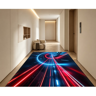 Tapis lavable à la machine avec envers antidérapant Futuristic Speedway