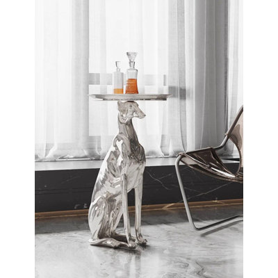 Table d'appoint moderne en fibre de verre, table de bout Greyhound Dog Sculpture avec plateau supérieur pour le rangement latéral du canapé du salon