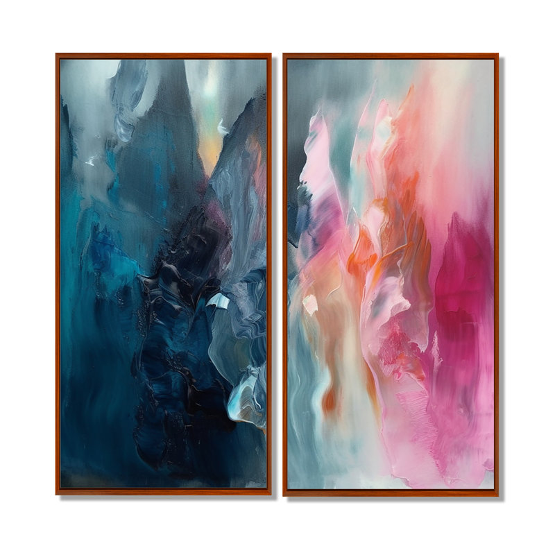 Chinwe - impressions sur toile bleues, H 20 po x l 24 po, Brun, Reproduction encadrée sans passe-partout
