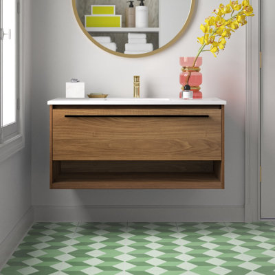 Roman 40'' Single Bathroom Vanity with Engineered Marble Top