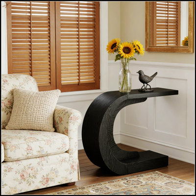 Élégante table de couloir, console d'appoint en forme de C avec un design inspiré des vagues pour un décor moderne et fonctionnel