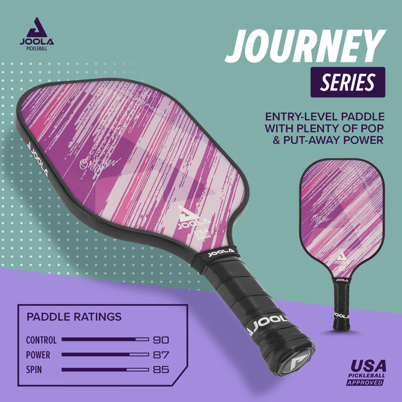 Palette de pickleball JOOLA Journey, homologuée USAPA, pagaie légère, noyau en nid d'abeille, Mauve