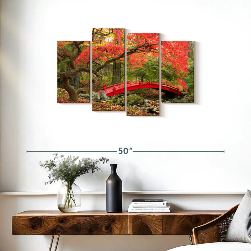 Pont de jardin japonais rouge
