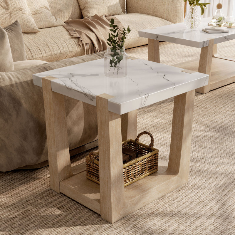 Table de bout moderne en bois avec tablette ouverte Niangua, Brun