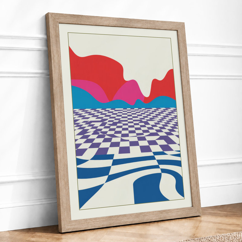Warped Landscape Forms Abstract - Framed Print, A2 - 59.4 x 42.0 cm, Oak