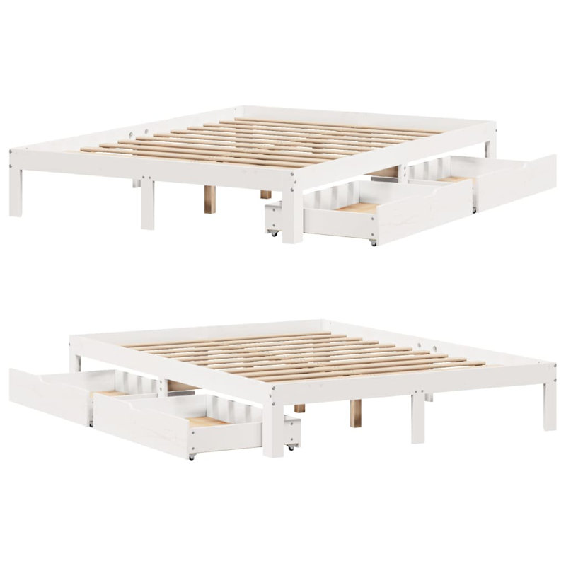Storage Bed, European Kingsize (160 x 200 cm), White
