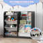 Bibliothèque Ankush avec rangement, bibliothèque de 31,5 po de hauteur avec 4 bacs en plastique et 5 pochettes de rangement profondes, présentoir de bibliothèque en bois avec tablettes, meubles de décoration intérieure pour le salon, la chambre à c-1653613026