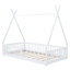 Lit simple avec clôture, blanc, fabriqué en bois de pin massif pour clôture de chambre à coucher