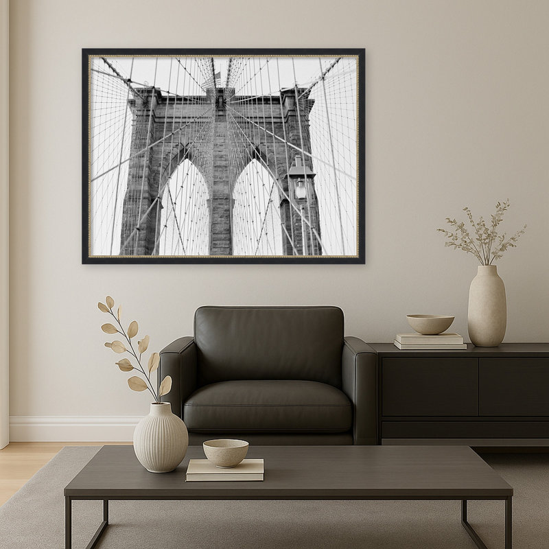 «New York Bridge» par Justine Milton, reproduction d'art sur toile encadrée, Noir Belmont