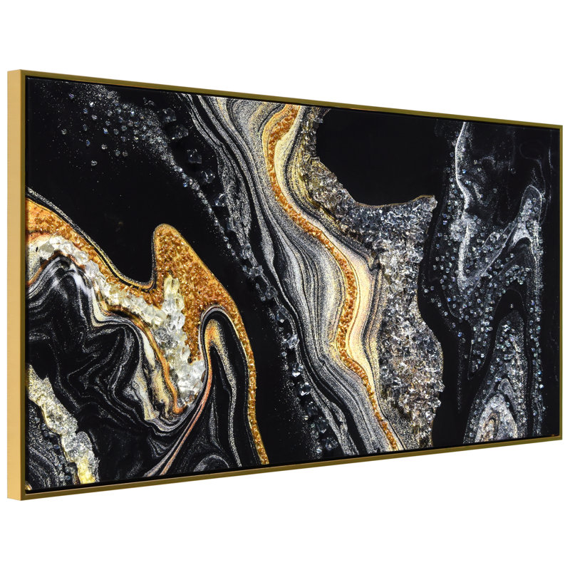 Toile abstraite dorée II Crystallus