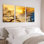 Tableau sur toile représentant un paysage de ciel doré et de pins, ensemble de trois pièces pour la décoration du salon ou de la chambre
