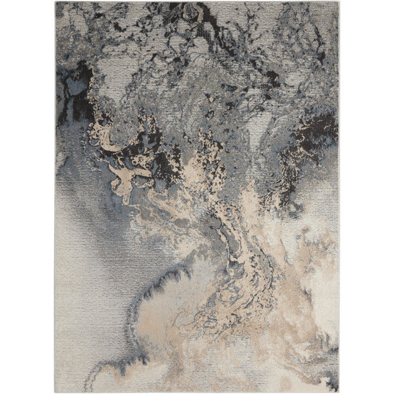 Tapis gris contemporain Ashli, Rectangle 5 pi 3 po x 7 pi 3 po