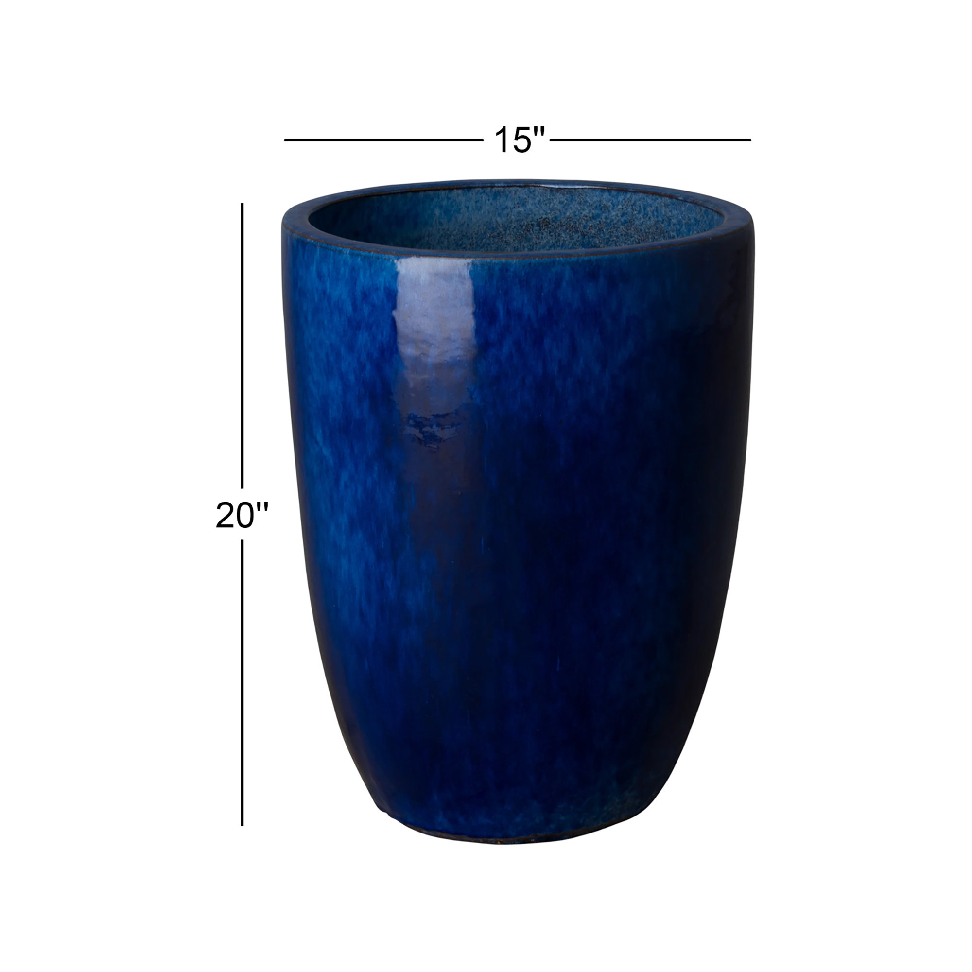 Silsbee Handmade Ceramic Pot Planter, 20" H x 15" W x 15" D, Blue