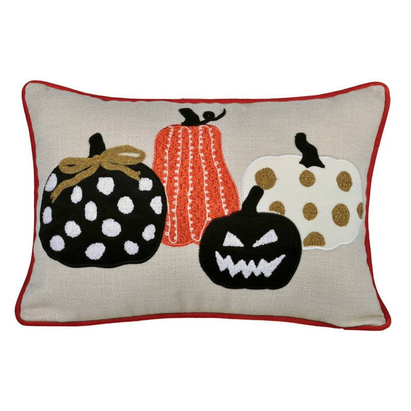 Coussin d'Halloween brodé citrouille d'Halloween