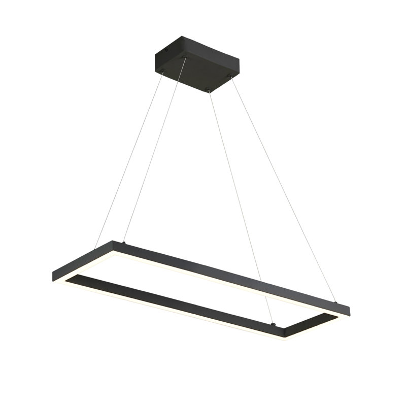 Piazza Dimmable LED Square / Rectangle Chandelier, Black, 1.375" H x 29.875" W x 5.875" D