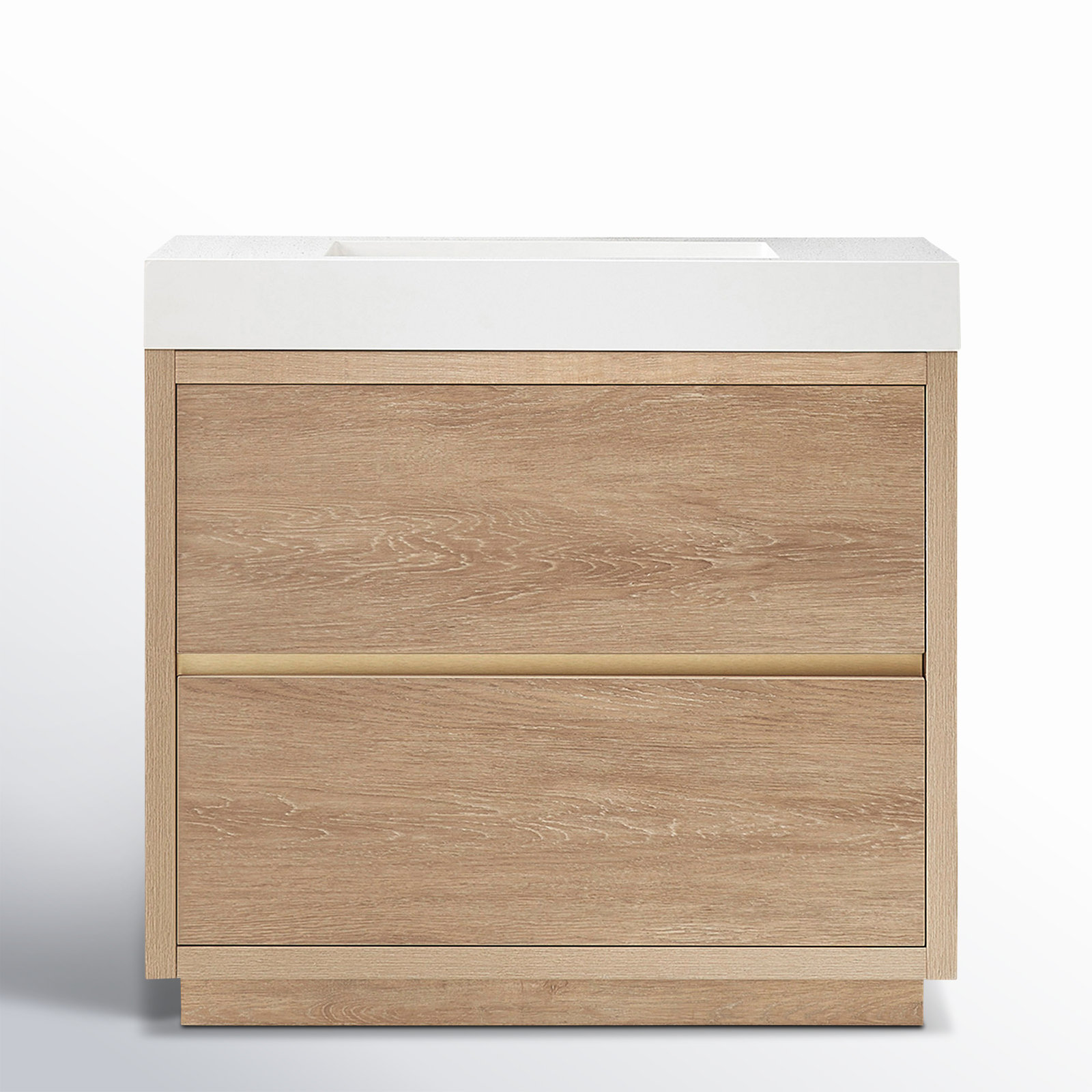 Beira Single Bathroom Vanity, North American Oak, White, 36"