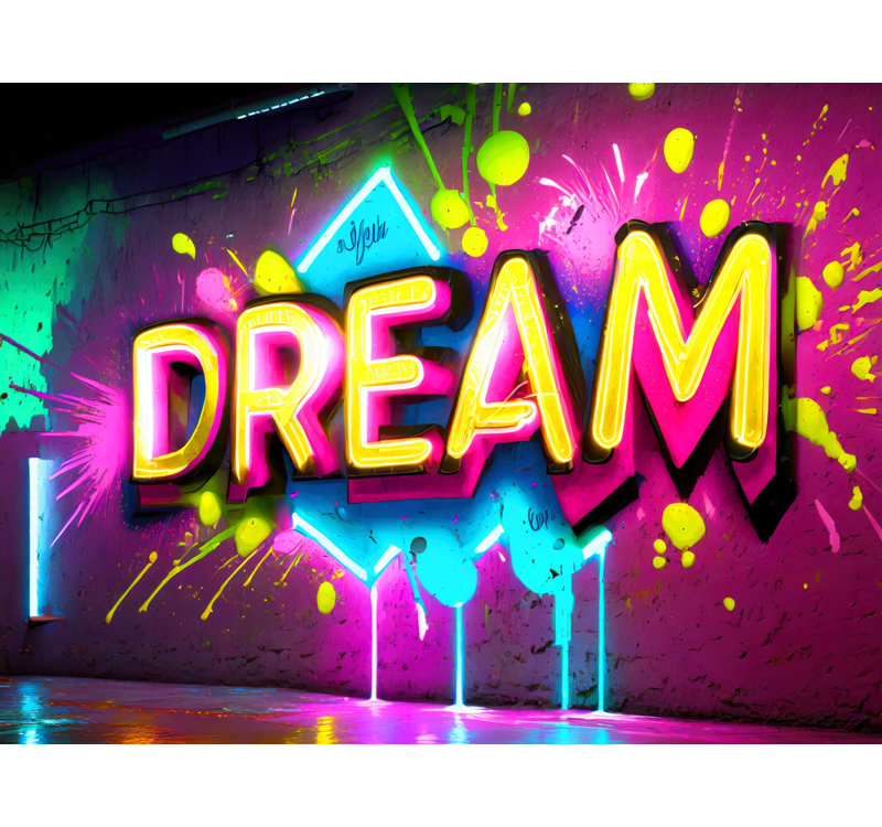 Neon Graffiti Dream 12 - Impression sur toile tendue, H 26 po x l 32 po x P 1,5 po