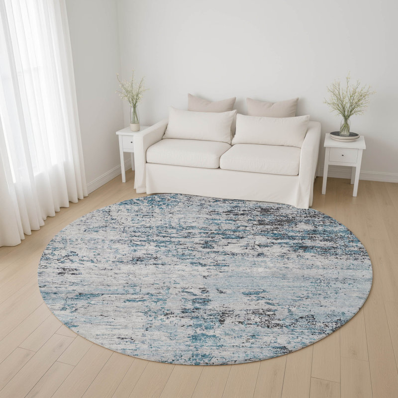 Premium Machine Washable Lubbers AMF1723 Modern Rug, Round 8'