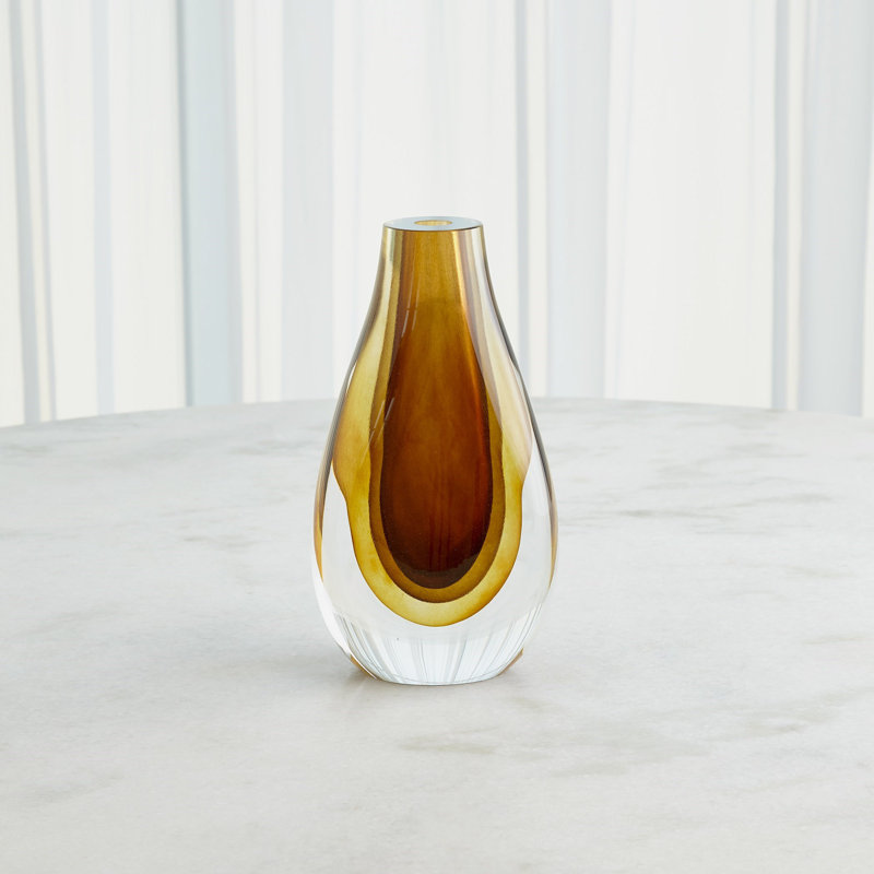 Gradient Handmade Glass Table Vase, 12" H x 6.5" W x 4.5" D