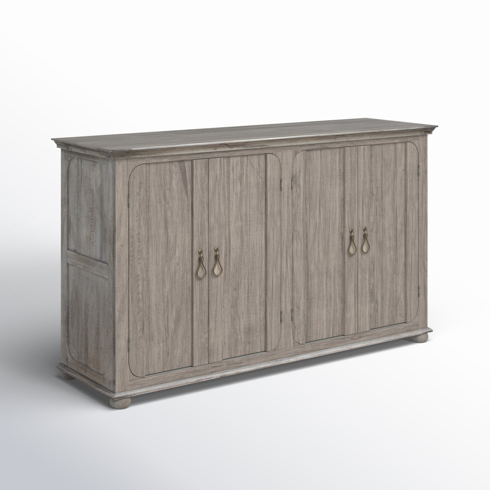 Solid Wood Credenza, White Sea
