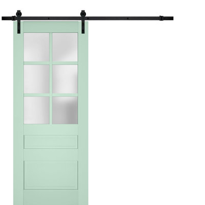 Veregio Frosted Glass Paneled Wood Barn Door