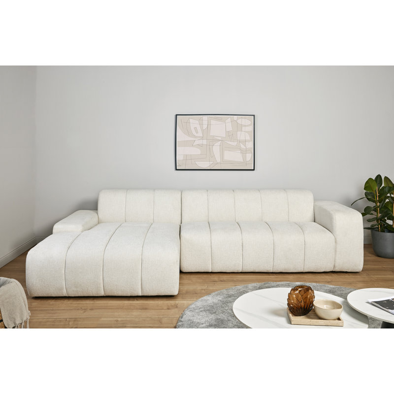 Charee Corner Sectional, Left Hand Facing, White Boucle
