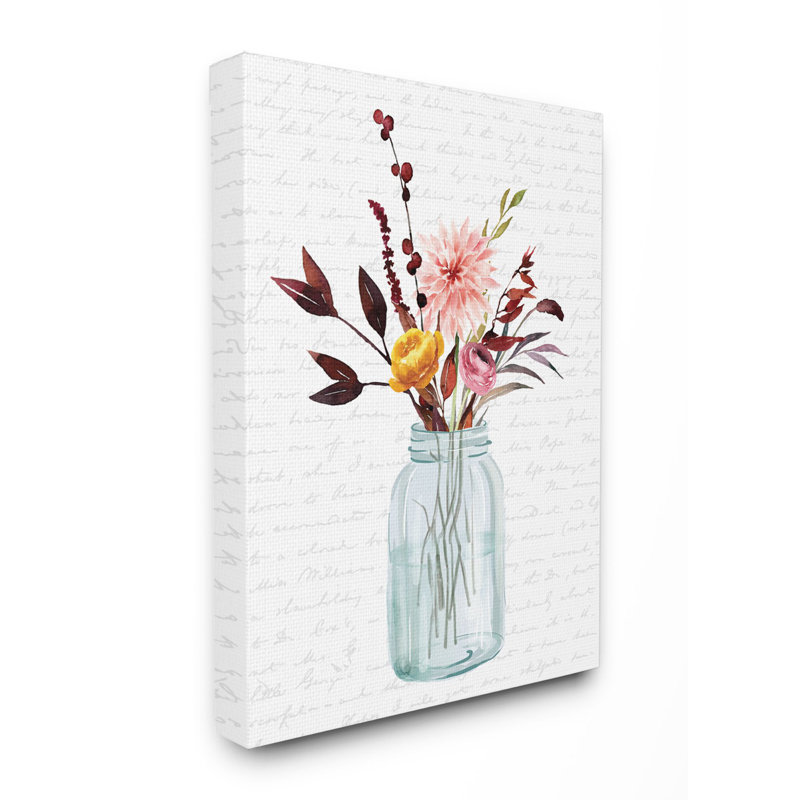 « pot of fleurs red automne », art textuel, Toile tendue, H 20 po x l 16 po