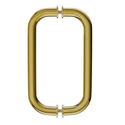 Brixwell PH8X8BR Tubular Back To Back Pull Handle 8" Center To Center 9-1/4" Length 1/4" To 1/2" Glass Thickness Metal And Plastic Washers Polished Brass Finish