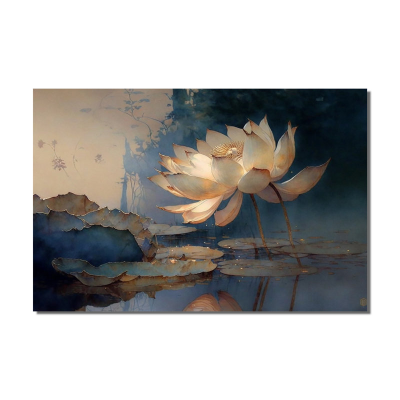 Lotus blanc blanc à l'aube - décoration murale Lotus