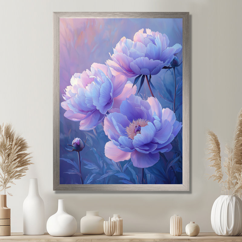 Baisley - Floral Wall Art, 44" H x 34" W, Single Picture Framed Print, Silver