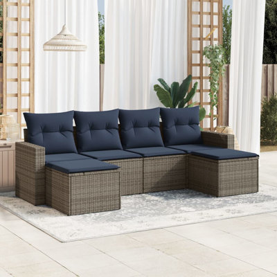 Ensemble de canapé de patio avec coussins 6 pièces Ebern Designs