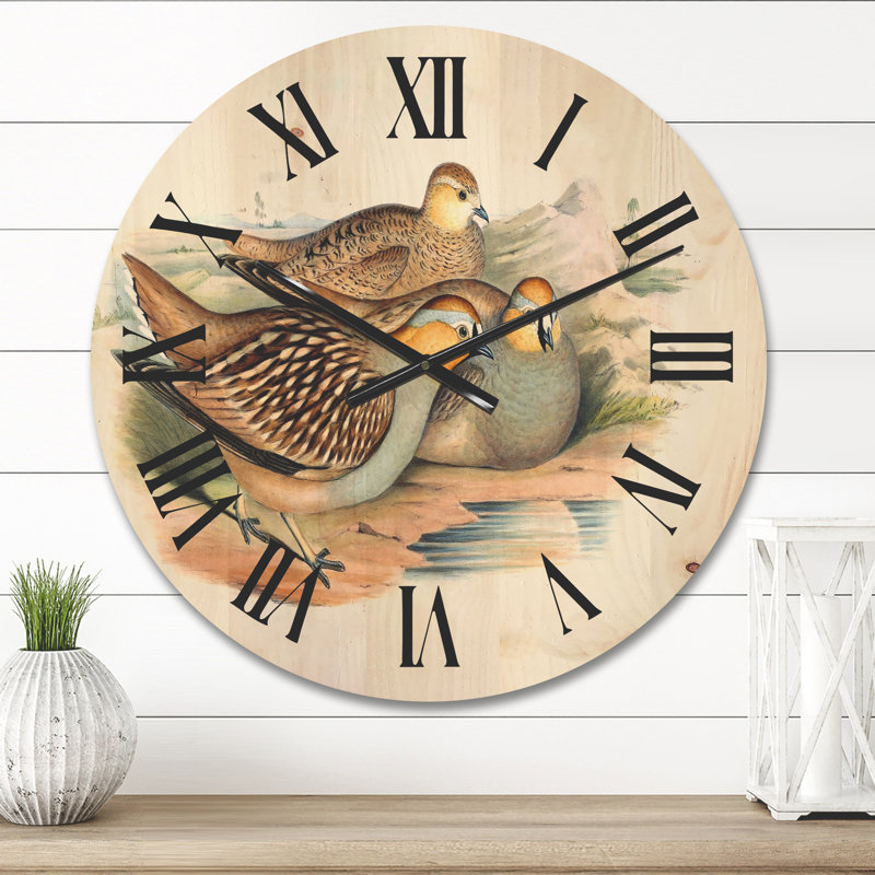 Horloge murale oiseaux en bois III, Moyen