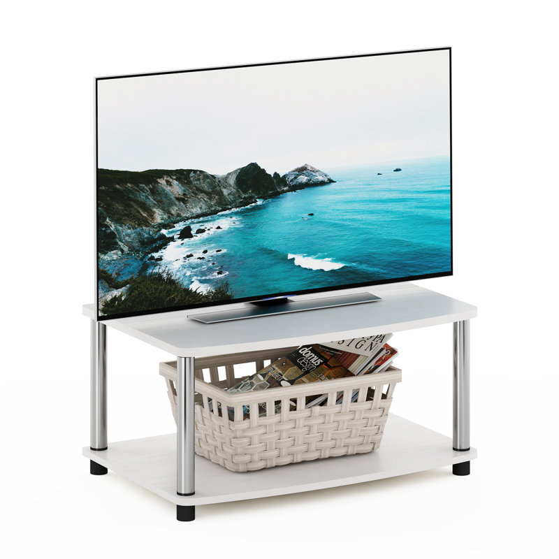 Amritpal TV Stand for TVs up to 24", White Oak/Chrome