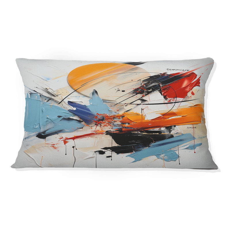 Coussin Cerulean de la fragilité de la sagesse abstraite III - Coussin décoratif avec peinture abstraite