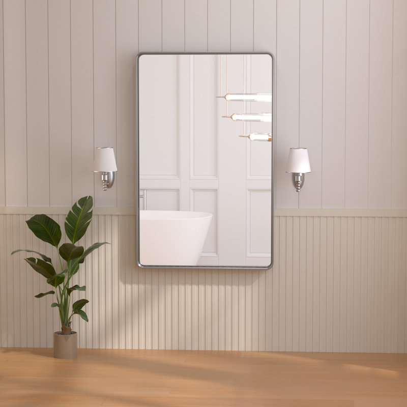 Miroir d'appoint Tyro, Argent, 42 po x 26 po, Rectangulaire