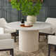 Fairmont Quartz Top Round Dining Table, White Wash Base