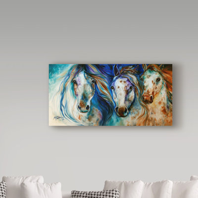 Duniya '3 Wild Appaloosa Horses' Acrylic Painting Print on Wrapped Canvas