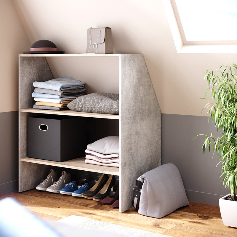Bixente 90 cm W Shelving Unit, Concrete