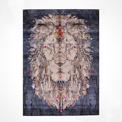 Original Hand Knotted Traditional Pattern Black Wool and Silk Rug