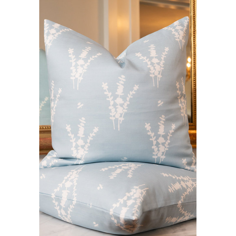 Eucalyptus Square Pillow Cover & Insert, Blue/White Floral, 22"H x 22"W