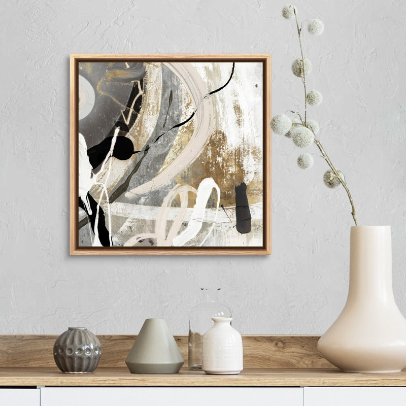 Tangled III - peinture sur toile, Toile avec cadre flottant, H 17,25 po x l 17,25 po, Naturel