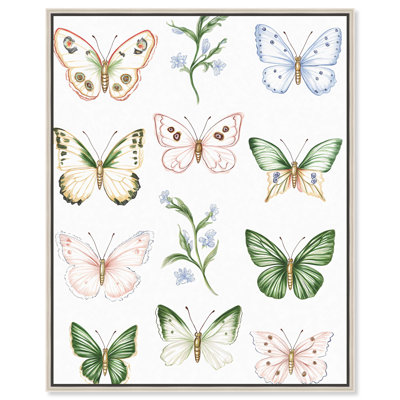 Butterfly Collection Canvas Print Floral Art by Art Remedy