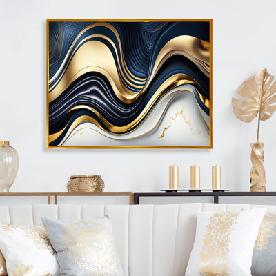 " Abstract Geode Waves Blue And Gold IV "