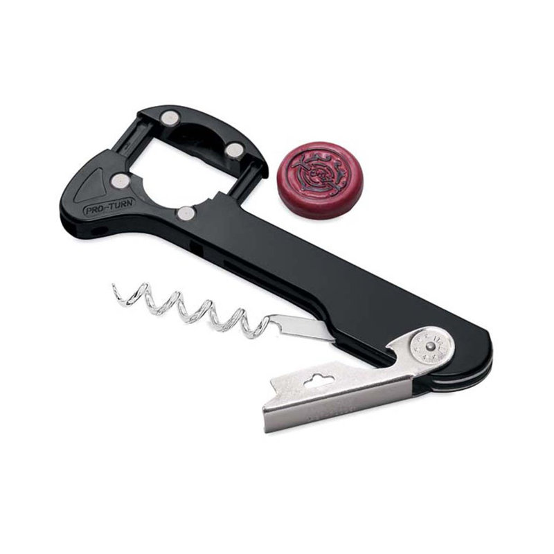 Black Stainless Steel Retractable Foil Cutter Corkscrew