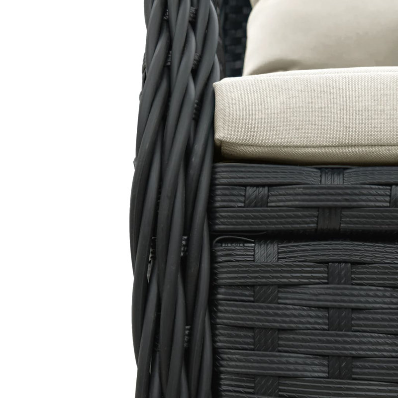  Garden Dining Set Black, Cream White, 6