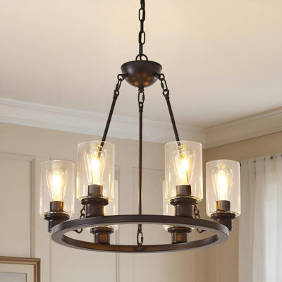 23in Modern Coffee brown Wagon Wheel Chandelier