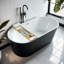 Ensemble de baignoire et douche incurvée moderne moderne en acrylique noir l 62,99 po H 23,23 po