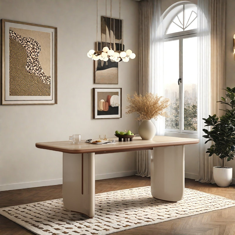 Table de salle à manger en bois massif de style français rétro, H 29,52 po x L 55,11 po x l 31,49 po